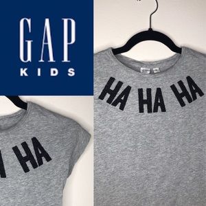 GAP HA HA HA Girl’s Grey Beaded Short Sleeve Tee